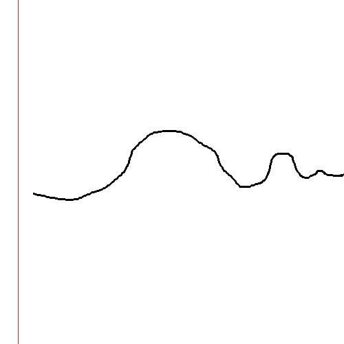 A line that does not reach the left edge of the frame, leaving empty columns