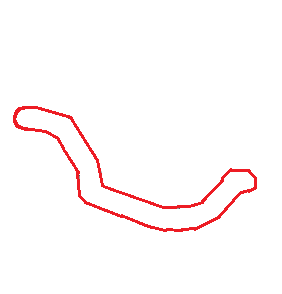 The closed red outline produced by edge detection, encircling the stroke