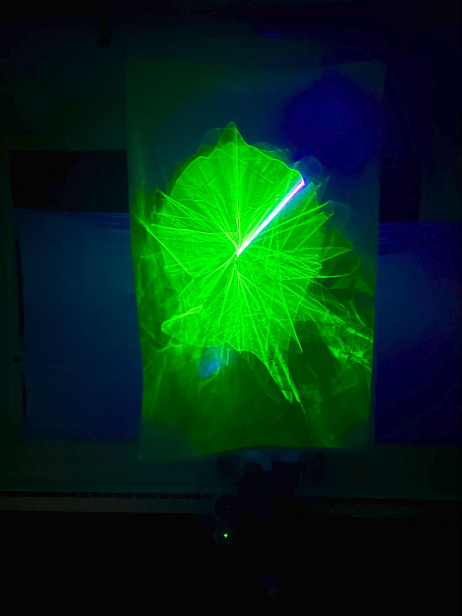 Lightsail installed at Kirkland Gallery in Cambridge, with a dense radial pattern on the sail
